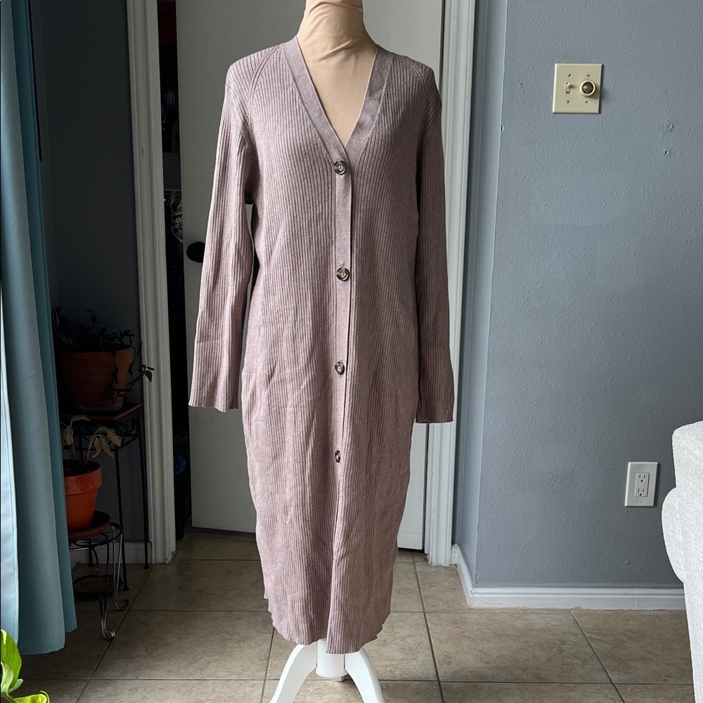 Ribbed button-up duster cardigan - Picture 2 of 9